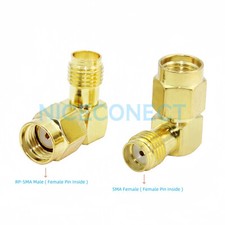 5x RP-SMA Male Female Pin to SMA Female Jack Right Angle RA Adapter Connector