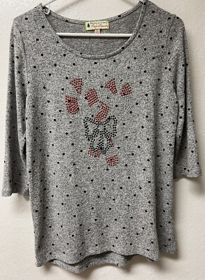 Wishing You a Very Magical Season Gray Christmas Tree Sweater 3/4 Sleeve  Candy