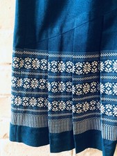 Vintage Gorgeous S Teal Embroidered Pleated Skirt