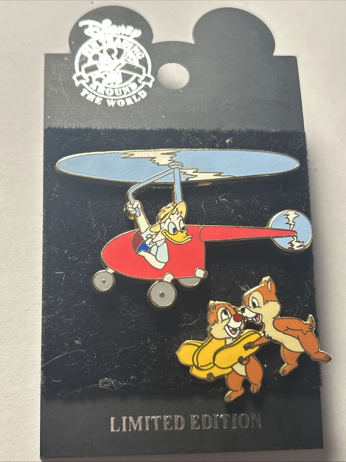 Disney Pin Donald Duck Airplane Chip & Dale 2 Pcs Set Rare Le 2000 2002 Event