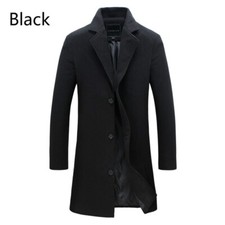 Hombres Blazer Gabardina Abrigo de un solo pecho Chaqueta Larga Chaquetón Top Cálido