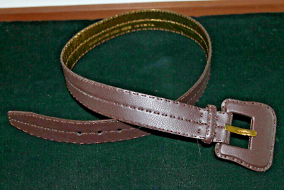 Tahari Brown Leather Belt with Gold Buckle Tahari Belt - Etsy main image 3