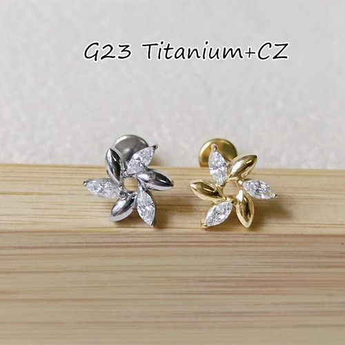10Pc G23 Titanium CZ Labret Lip Piercing Monroe Bar Ear Helix Tragus Cartilage - Picture 2 of 2