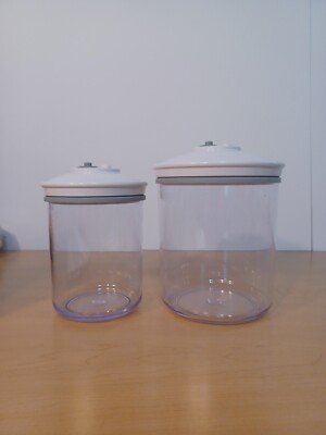 2 Foodsaver Snail Vacuum Sealer Canisters & Lids KY-114 &KY-124 Jars 25 & 50 oz
