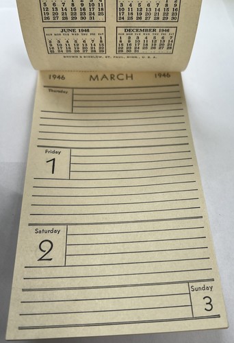 1946 Pinup March Calendar Cortland Grinding Wheels MA Ad Promo - Picture 4 of 4