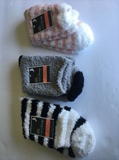 West Loop Women's Cozy Fuzzy Socks 3 Pairs Size 4-10 Pink/Gray/Bear Soft Warm