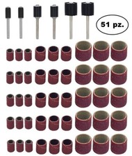 SET CILINDRI TAMBURO GAMBO 3 mm X MINI TRAPANO DREMEL + CARTA VETRATA 51 PZ.
