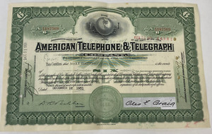 AMERICAN TELEPHONE & TELEGRAPH COMPANY 1951 COMMON STOCK CERTIFICATE 6 Shares