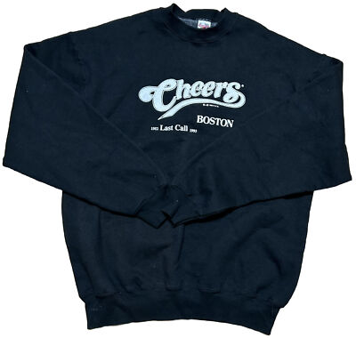Cheers, Boston Pullover Sweatshirt Last Call XL TV Sitcom Show 1993 Black Used