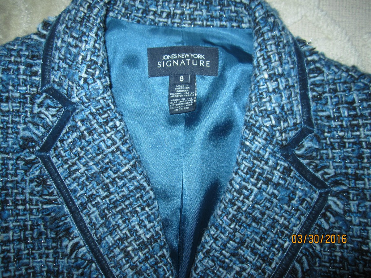 Blazer Femme Jones New York Taille 8 Bleu Marine - Très Bon état, Laine
