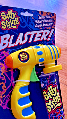 Original Official Silly String Gun Yellow Vtg Blue Blaster Brand