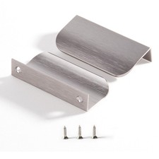 5 Pack Edge Finger Pulls Concealed Drawer Pull Brushed Nickel 3.15" Length