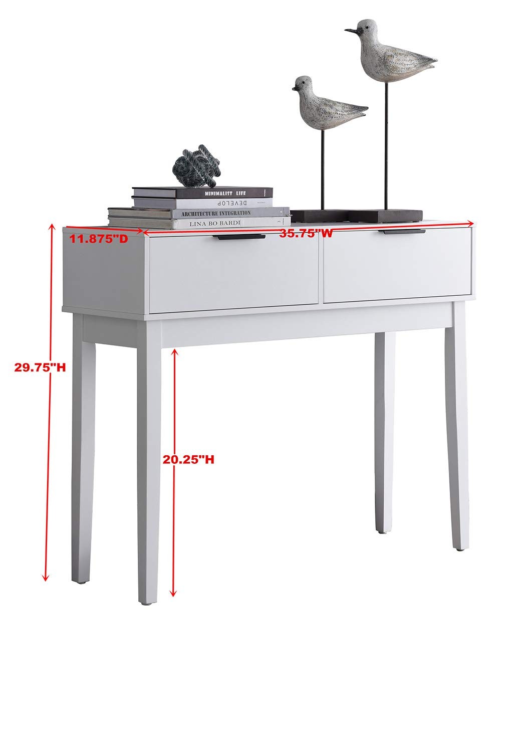 Kings Brand Furniture - Modern Console Sofa Table with 2 Storage Drawers, White