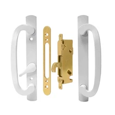 White Patio Door Handle Set - Reversible Design Sliding Door Handle Fits 1-3/...
