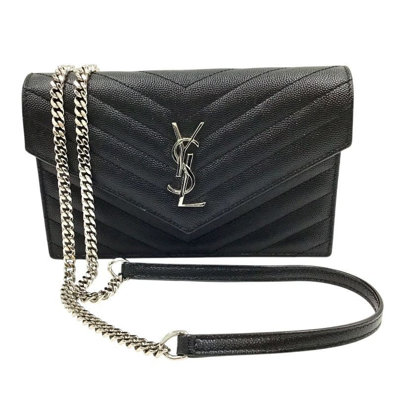 SAINT LAURENT 393953 Envelope Chain Wallet Cassandra Calfskin