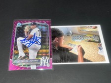 Carlos LaGrange Yankees Signed 2025 1st Bowman Fuchsia Geometric Refractor .