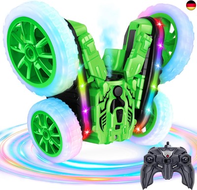 Ferngesteuertes Auto für Kinder, Cool Lights 360° Spin Double Sided Flips RC A