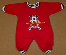 Vintage Baby Mickey Mouse Red Romper Disney Baby 6-9 Months
