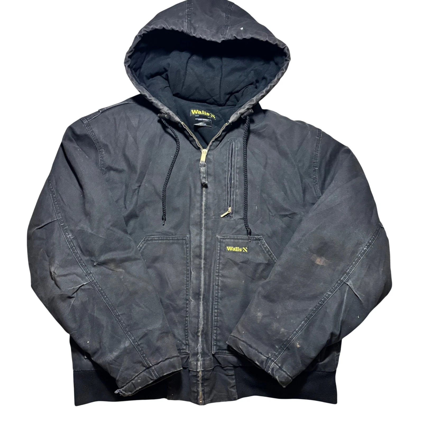 Walls Hooded Work Jacket Mens L Black Good Distressed Duck Canvas Insulated
Opens in a new window or