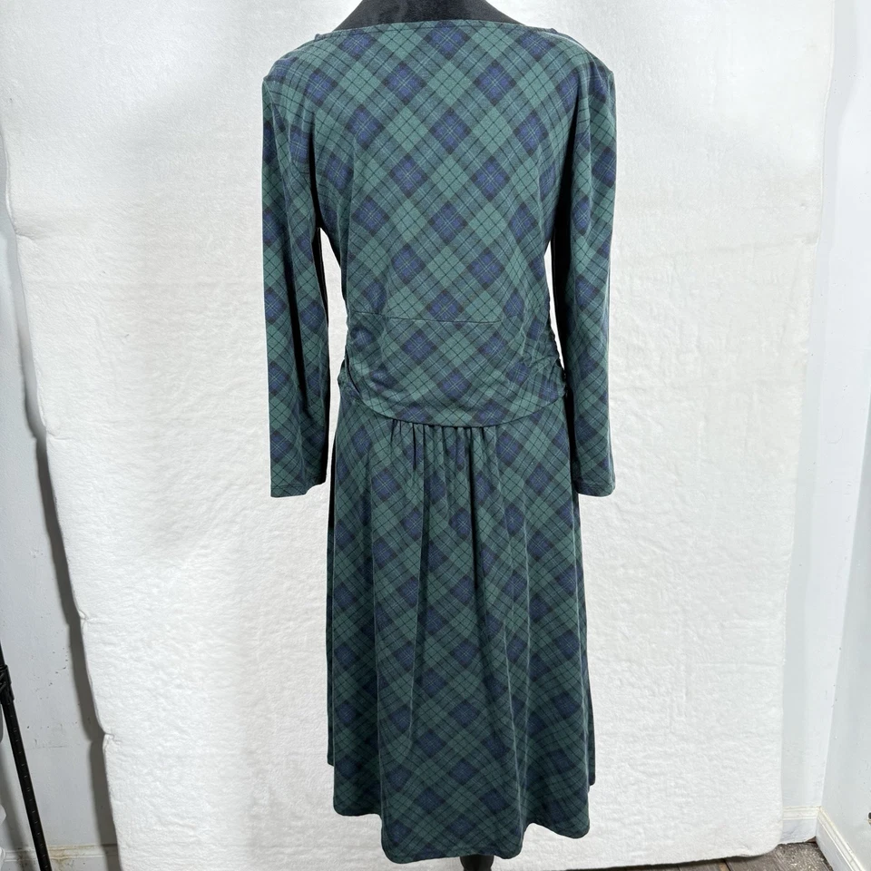 Lands End Womens Dress M 10-12 Green Tartan Plaid Holiday Christmas Party Event - Image 4 of 4