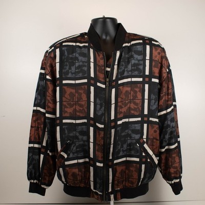 Vintage Montage Pour Homme Silk Jacket Men's M Brown Fluid Geometric Block Desig