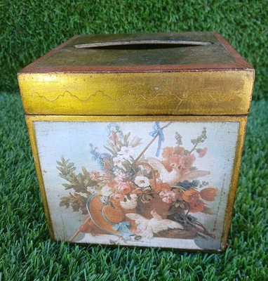 Vintage Florentiner vergoldete Holz Taschentuchbox Made in Florence für MIRA DESIGN 