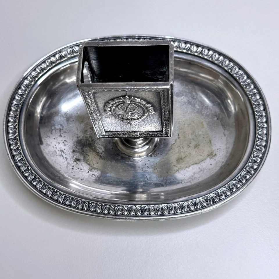 Cenicero soldado plateado Gorham SANTA BARBARA BILTMORE soporte de caja de fósforos 1928 Foto 3 de 4