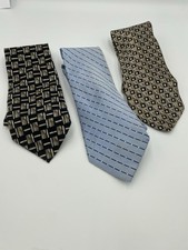 Geoffrey Beene Lot Of 3 100 Silk Mens Ties Various Geometric Pattern Neckties