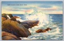 Vintage Linen Postcard Surf at White Horse Be...
