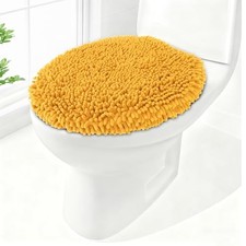 Soft Chenille Toilet Lid Cover 19.5L x 18.5W Machine Washable 17"Lids Yellow