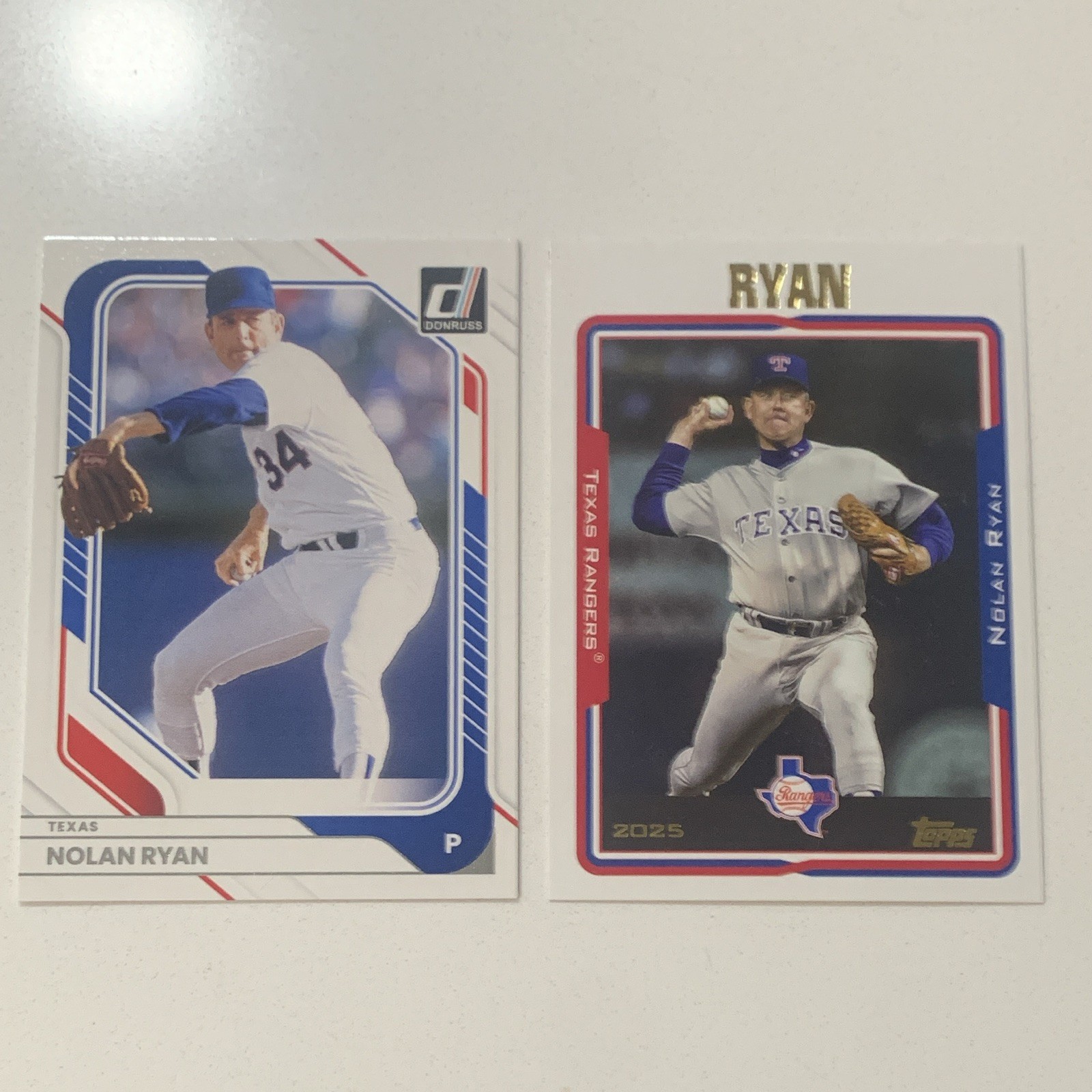 Nolan Ryan 2-Card Lot Texas Rangers Panini Donruss #32 Topps Archive #262