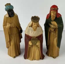 Vintage Art Plastics Three Kings Nativity Figures 5.5”Christmas Hong Kong