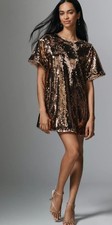 Anthropologie Emmy Short-Sleeve Swing Mini Dress Maeve Sequin Edition Large NWT