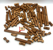 Vintage Lincoln Logs Genuine Wood Building Set Lot 76 Pieces USA Toy