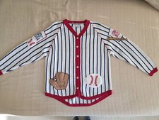 Jack B. Quick Brand Womans Baseball Themed Buttoned Sweater. Size Small. Unique!