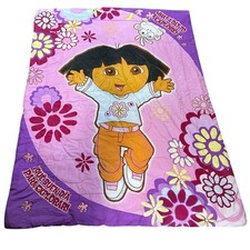 Vintage Dora the Explorer Twin Comforter Y2K Nickelodean Pink Quilted Bedding