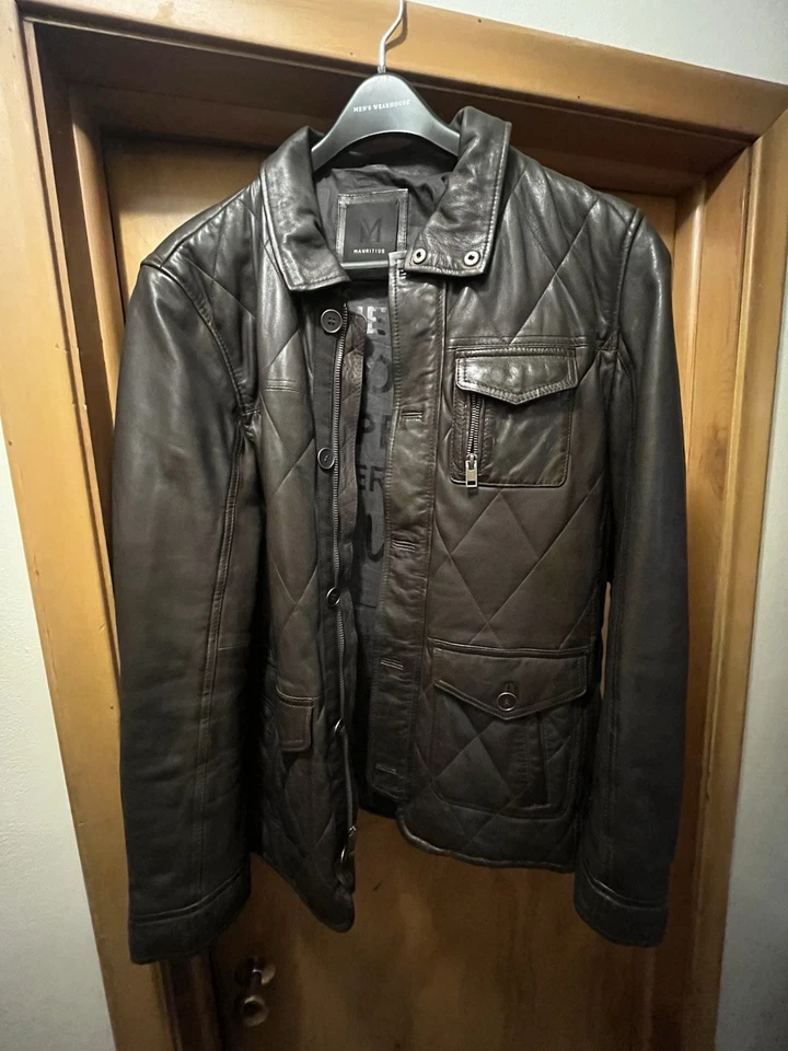 Chaqueta de cuero marrón Mauricio para hombre talla L piel de cordero Foto 2 de 4