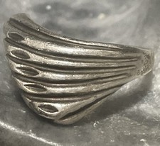 Vintage Modernist Sterling Silver Ribbed Band Ring Size 6.5