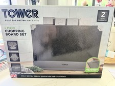 Image of Tower T847041 4pce Chopping Board Set with Stand, Black