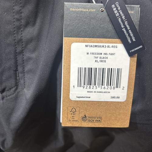 NWT The North Face Freedom Ski Snowboard Insulated Snow Pant Black Size XL