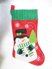 Felt SNOWMAN CHRISTMAS STOCKING with Snowflakes Christmas Tree 18" long