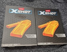 ZURU X-Shot Pro Series Twin Clip Pack Lot of 2 Half Full Size Magazine Orange