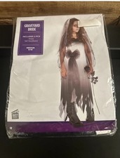 Graveyard Bride Zombie Halloween Costume Cosplay Girls Medium 8-10 Scary Ghost
