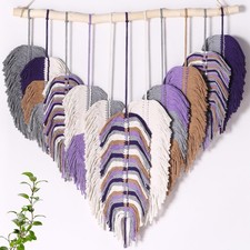 Large Macrame Wall Hanging, Boho Chic Macrame Wall Decor, Bohemian Leaf Feath...