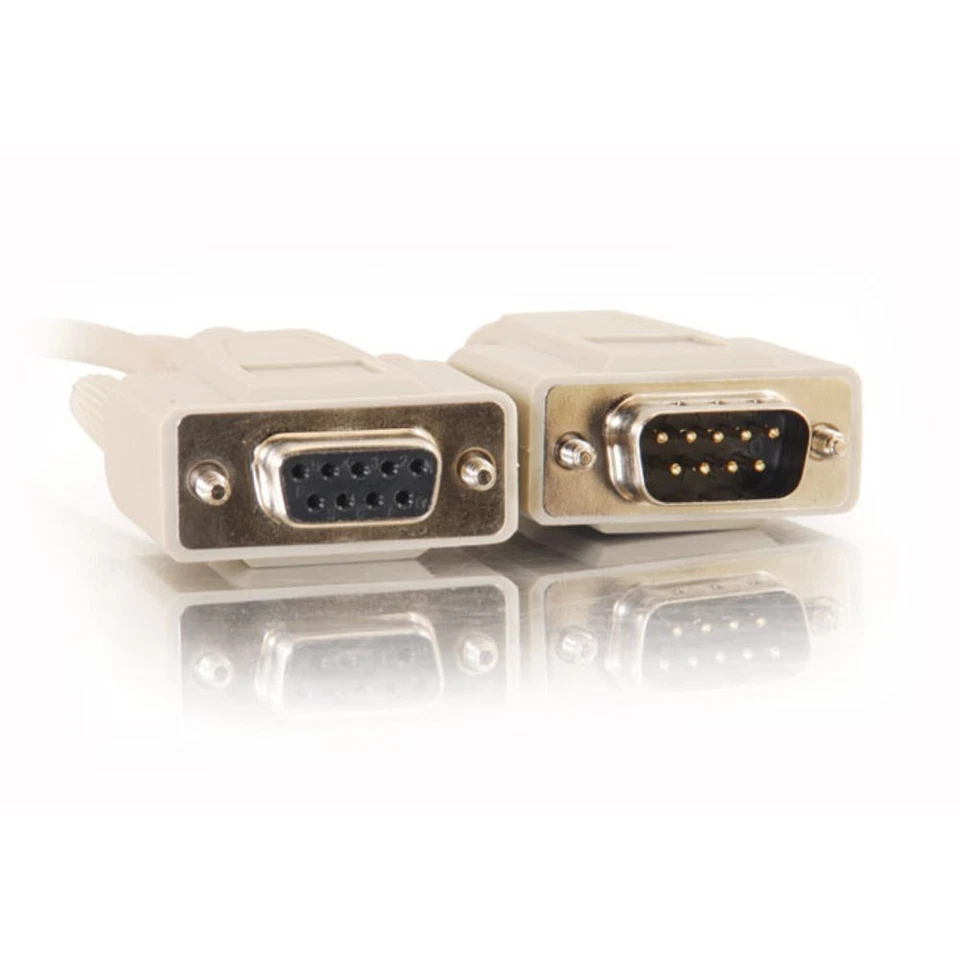 CablesToGo 09453 50ft (15.2m) DB9 M/F Serial RS232 Extension Cable, Beige - Image 2 of 4