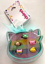 Claire s Club Boxed 5 Ring Set New W Tag Frog Dog Chick Cat Pig 69410-9