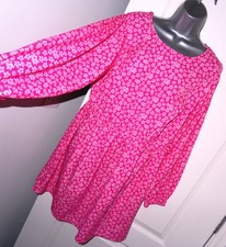 YOURS Ladies Pink Floral Puff Sleeve Boho Stretch Waist Tea Dress Size 16 18