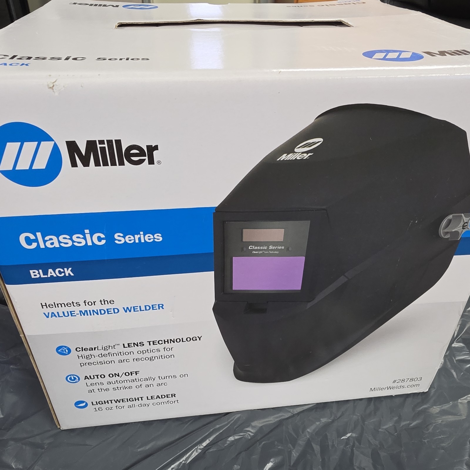 Miller Black Classic Series Welding Helmet with ClearLight Lens (287803) NEW