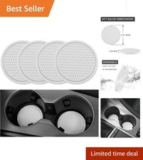 Durable White Silicone Car Cup Coaster Set - Non-Slip Design for Clean Interiors