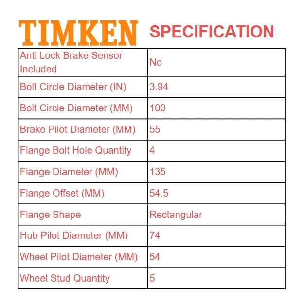 Conjunto de cojinete de rueda trasera y buje TIMKEN para Toyota Matrix Pontiac Vibe tracción delantera FWD FL Foto 3 de 4